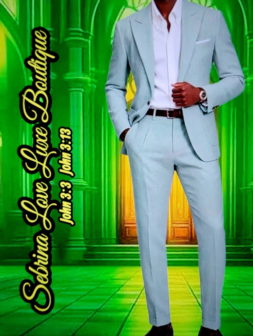 Elegant Men's Light Mint Green Linen Blend Tailored Suit